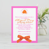 Bat Mitzvah Invitation Tree Bow Pink & Oranje Kaart (Staand voorkant)