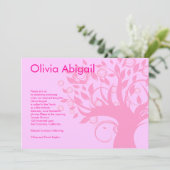 Bat Mitzvah Invitation Tree of Life Pink Sweet 16 Kaart (Staand voorkant)