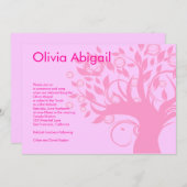 Bat Mitzvah Invitation Tree of Life Pink Sweet 16 Kaart (Voorkant / Achterkant)