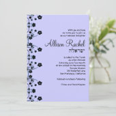 Bat Mitzvah Invitations Allison Sweet Flowers Grey Kaart (Staand voorkant)