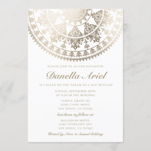 Bat Mitzvah Invitations Gold Foil Kaart