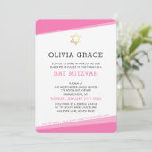 BAT MITZVAH INVITE eenvoudige moderne hoeken roze Kaart (Staand voorkant)
