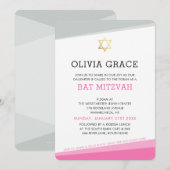 BAT MITZVAH INVITE eenvoudige moderne hoeken roze Kaart (Voorkant / Achterkant)
