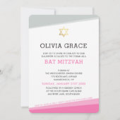 BAT MITZVAH INVITE eenvoudige moderne hoeken roze Kaart (Voorkant)