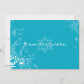 BAT MITZVAH INVITE elegante bloeiende turquoise aq Kaart (Achterkant)