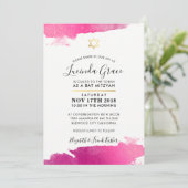BAT MITZVAH INVITE modern verguld goud roze zwart Kaart (Staand voorkant)