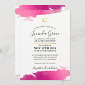 BAT MITZVAH INVITE modern verguld goud roze zwart Kaart (Voorkant / Achterkant)
