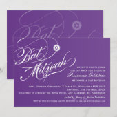 BAT MITZVAH INVITE stijlvolle typografie ombre paa Kaart (Voorkant / Achterkant)