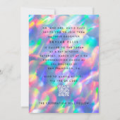 BAT MITZVAH Iridescent Ultra Modern QR CODE RSVP Kaart (Achterkant)