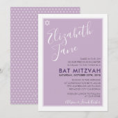 BAT MITZVAH joodse ster moderne tween paarse uitno Kaart (Voorkant / Achterkant)