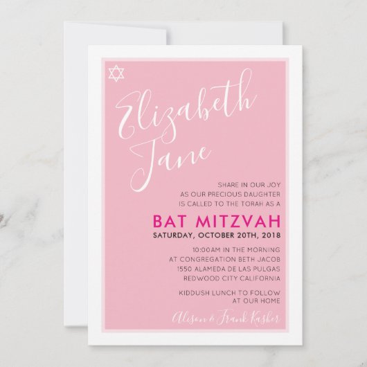 BAT MITZVAH joodse ster stijlvolle tween roze uitn Kaart (Voorkant)