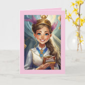 Bat Mitzvah Kaart 5" x 7" Gevouwen Wenskaart (Gele Bloem)