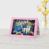 Bat Mitzvah kaart, 5" x 7" gevouwen wenskaart Kaart (Gele Bloem)