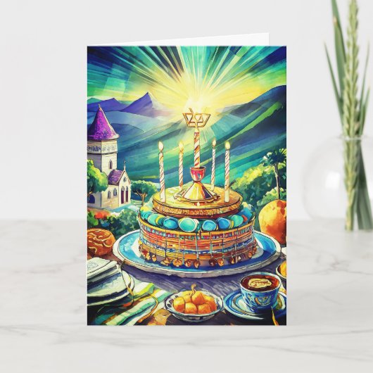 Bat Mitzvah kaart, 5" x 7" gevouwen wenskaart Kaart (Voorkant)