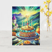 Bat Mitzvah kaart, 5" x 7" gevouwen wenskaart Kaart (Gele Bloem)