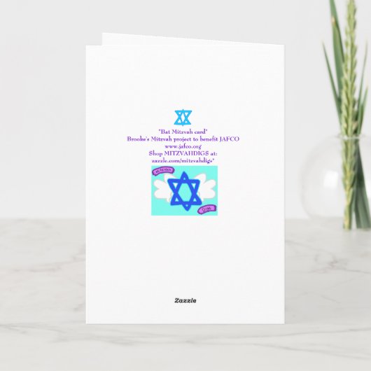 BAT MITZVAH-kaart Kaart (Achterkant)