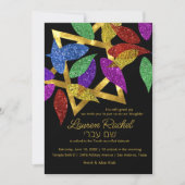 Bat Mitzvah Kleurrijke Petals over Star Kaart (Voorkant)