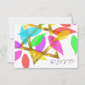 Bat Mitzvah Kleurrijke Petals over Star Kaart (Voorkant)