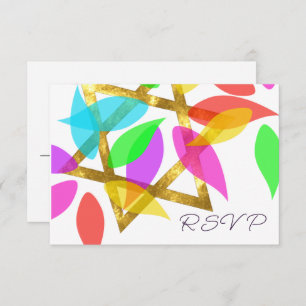 Bat Mitzvah Kleurrijke Petals over Star Kaart