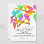 Bat Mitzvah Kleurrijke Petals over Star Kaart (Voorkant)