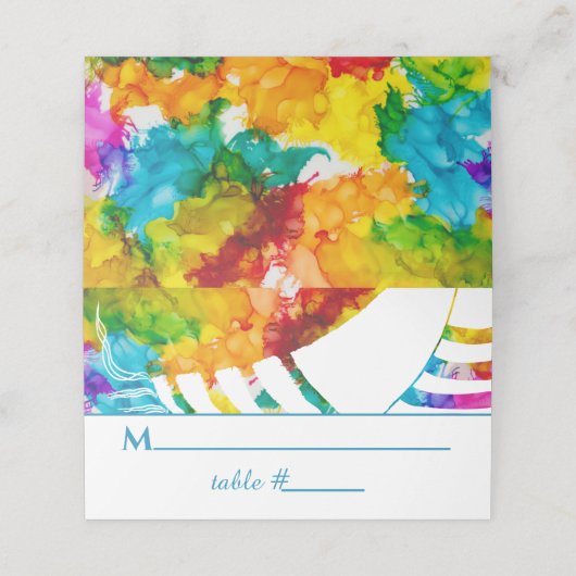 Bat Mitzvah kleurrijke Tallit Place-kaarten Plaatskaartje (Buitenkant ongevouwen)