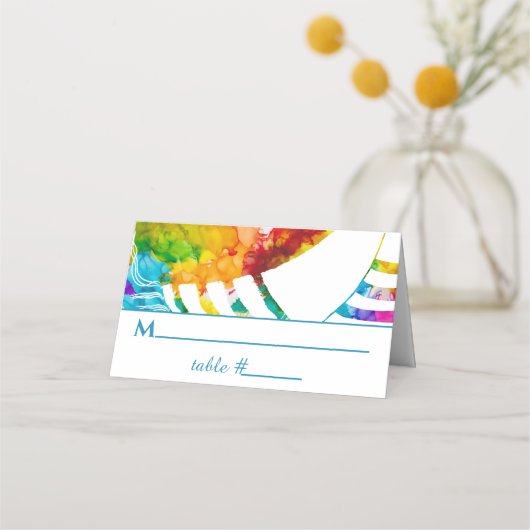 Bat Mitzvah kleurrijke Tallit Place-kaarten Plaatskaartje (Voorkant)