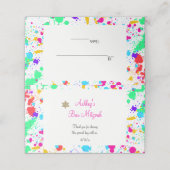 Bat Mitzvah, Kleurrijke verfspatten, op maat Plaatskaartje (Buitenkant ongevouwen)