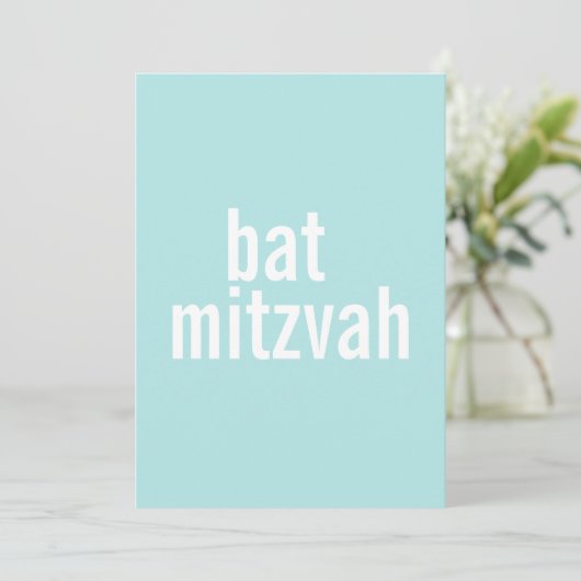Bat Mitzvah kondigingen {licht Blauwgroen} Kaart (Staand voorkant)
