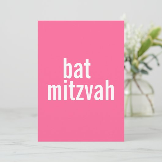 Bat Mitzvah kondigingen {roze} Kaart (Staand voorkant)
