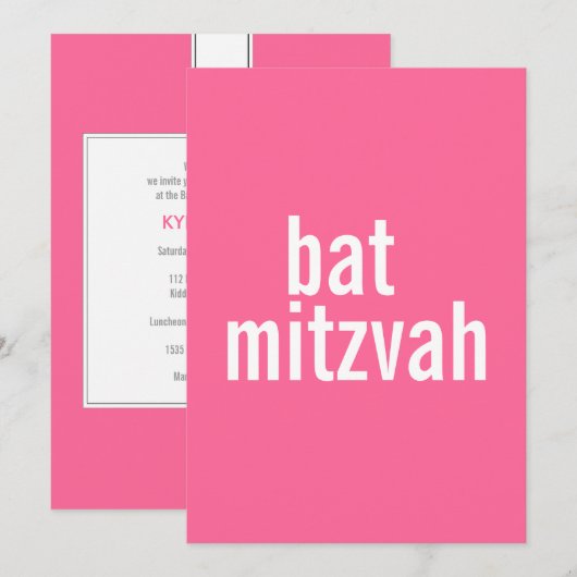 Bat Mitzvah kondigingen {roze} Kaart (Voorkant / Achterkant)
