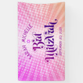 Bat Mitzvah Kordaat Retro Boho Roze Oranje Gradiën Spandoek (Verticaal)