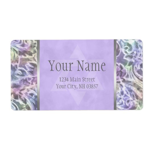 Bat Mitzvah Lavender Paars Art Design Etiket (Voorkant)