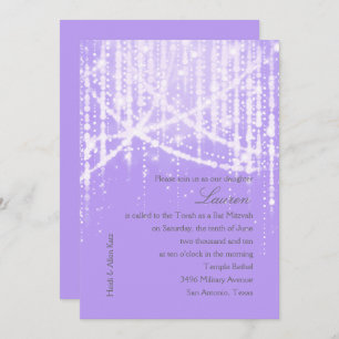 Bat Mitzvah Lavender Paarse Sparkly Lights Kaart