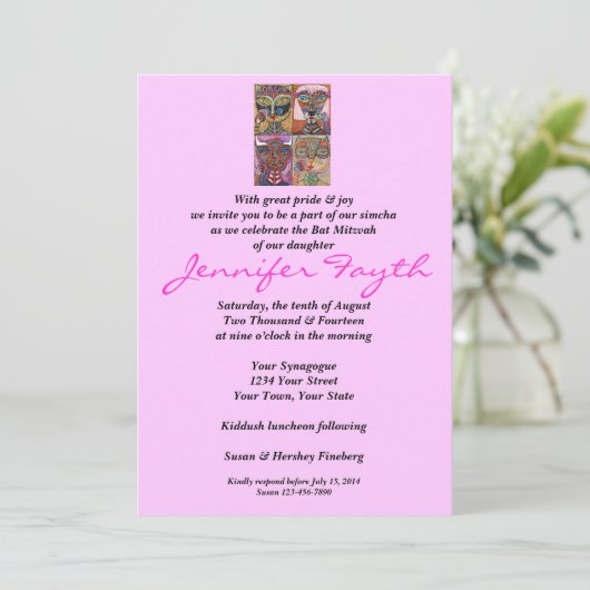 Bat Mitzvah - L'Chaim tot leven! Kaart (Staand voorkant)