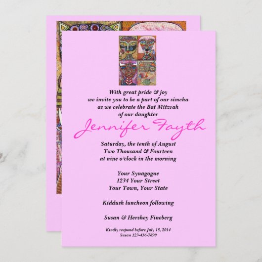 Bat Mitzvah - L'Chaim tot leven! Kaart (Voorkant / Achterkant)