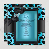 Bat Mitzvah Leopard Blauwgroen Blue Butterfly Kaart (Voorkant / Achterkant)