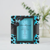 Bat Mitzvah Leopard Blauwgroen Blue Butterfly Kaart (Staand voorkant)