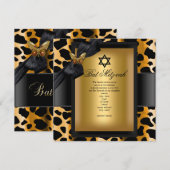 Bat Mitzvah Leopard Gold Black Butterfly Kaart (Voorkant / Achterkant)