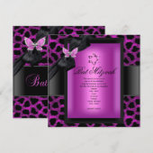 Bat Mitzvah Leopard Pink Butterfly Kaart (Voorkant / Achterkant)