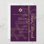 Bat Mitzvah/lila/plum/goud/dij achtergrondkleur Kaart (Voorkant)
