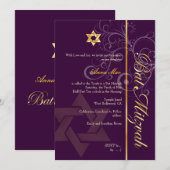 Bat Mitzvah/lila/plum/goud/dij achtergrondkleur Kaart (Voorkant / Achterkant)