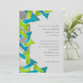 Bat Mitzvah Limoen Turquoise Star van David Any Co Kaart (Staand voorkant)