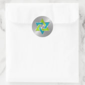 Bat Mitzvah Limoen Turquoise Star van David Silver Ronde Sticker (Tas)