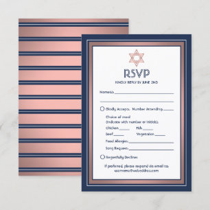 Bat Mitzvah maaltijd opties nummer verzoek Blauw & RSVP Kaartje