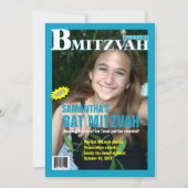 Bat Mitzvah Magazine - Blauwgroen uitnodiging (Voorkant)
