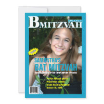 Bat Mitzvah Magazine - Blauwgroen uitnodiging