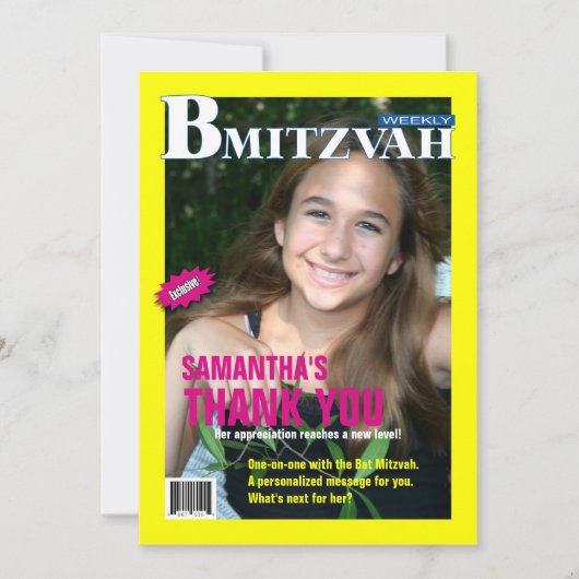 Bat Mitzvah Magazine - Dank u wel Bedankkaart (Voorkant)