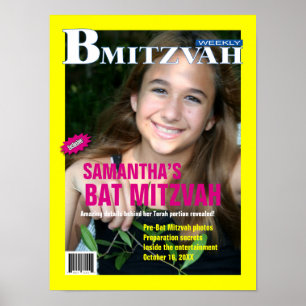 Bat Mitzvah Magazine Poster Geel Roze