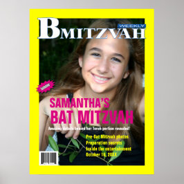 Bat Mitzvah Magazine Poster Geel Roze