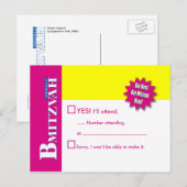 Bat Mitzvah Magazine RSVP Beantwoorden Kaart Geel (Voorkant / Achterkant)